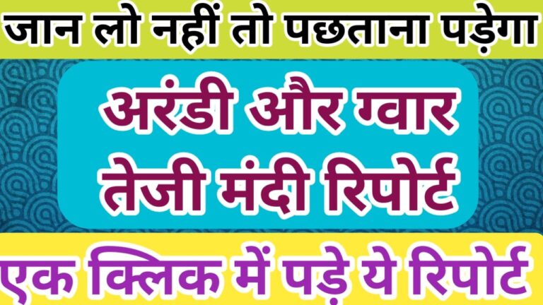 अरंडी और ग्वार में कुछ दिन ठहरे जान सही समय बेचने का arandi rate aaj ka guar report today