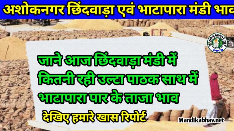 Chhindvada bhatapara and ashokanagar mandi ka Bhav   मध्य प्रदेश में कृषि उत्पादों की कीमतें और आवक की जानकारी !